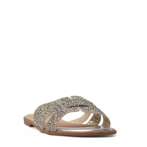 Europeon Union Women Silver Glitter Slipper #3861
