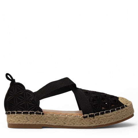 Europeon Union Women Black Cloth Wedges #3883