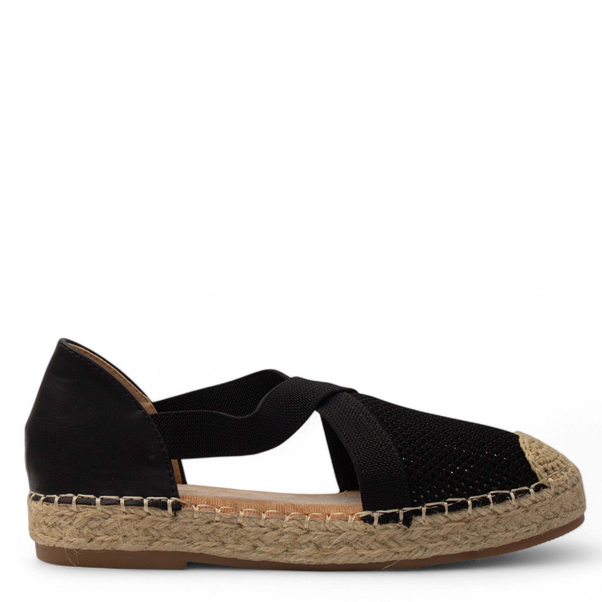 Europeon Union Women Black Cloth Wedges #3885