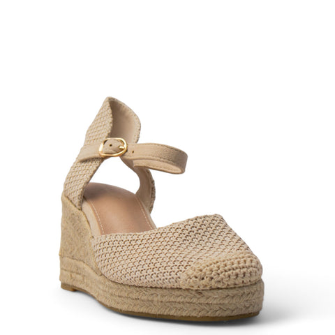 Europeon Union Women Beige Cloth Wedges #3889