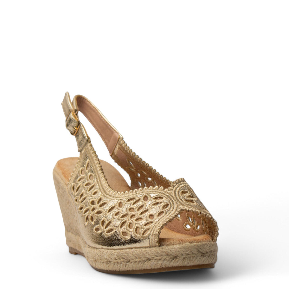 Europeon Union Women Gold Leather Wedges #3896