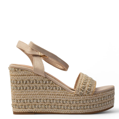 Europeon Union Women Beige Cloth Wedges #3917
