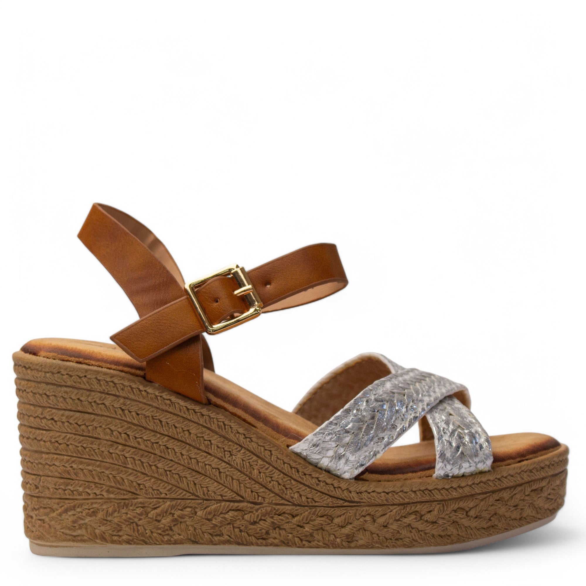 Europeon Union Women Silver Leather Wedges #3922