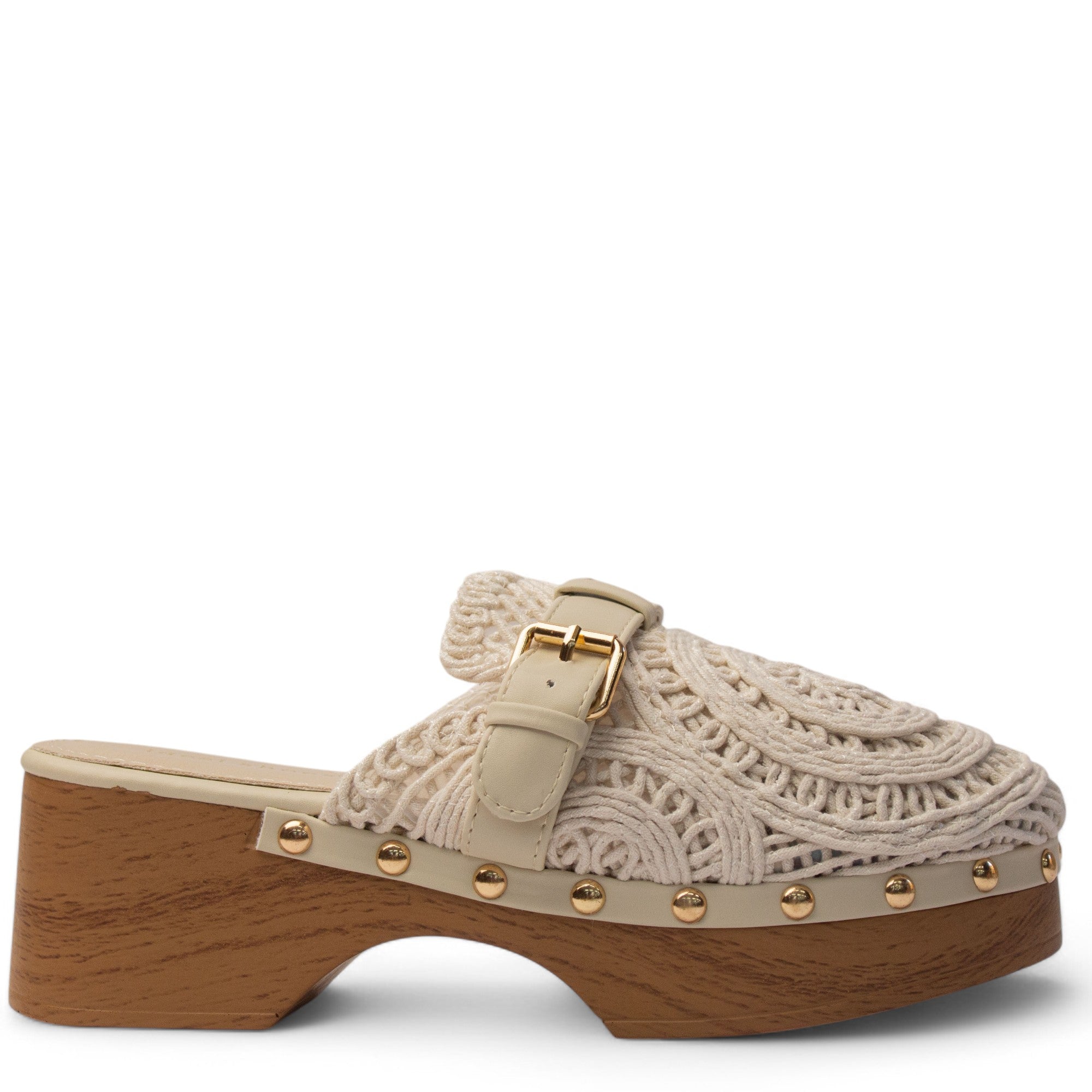 Europeon Union Women OffWhite Cloth Wedges #3929