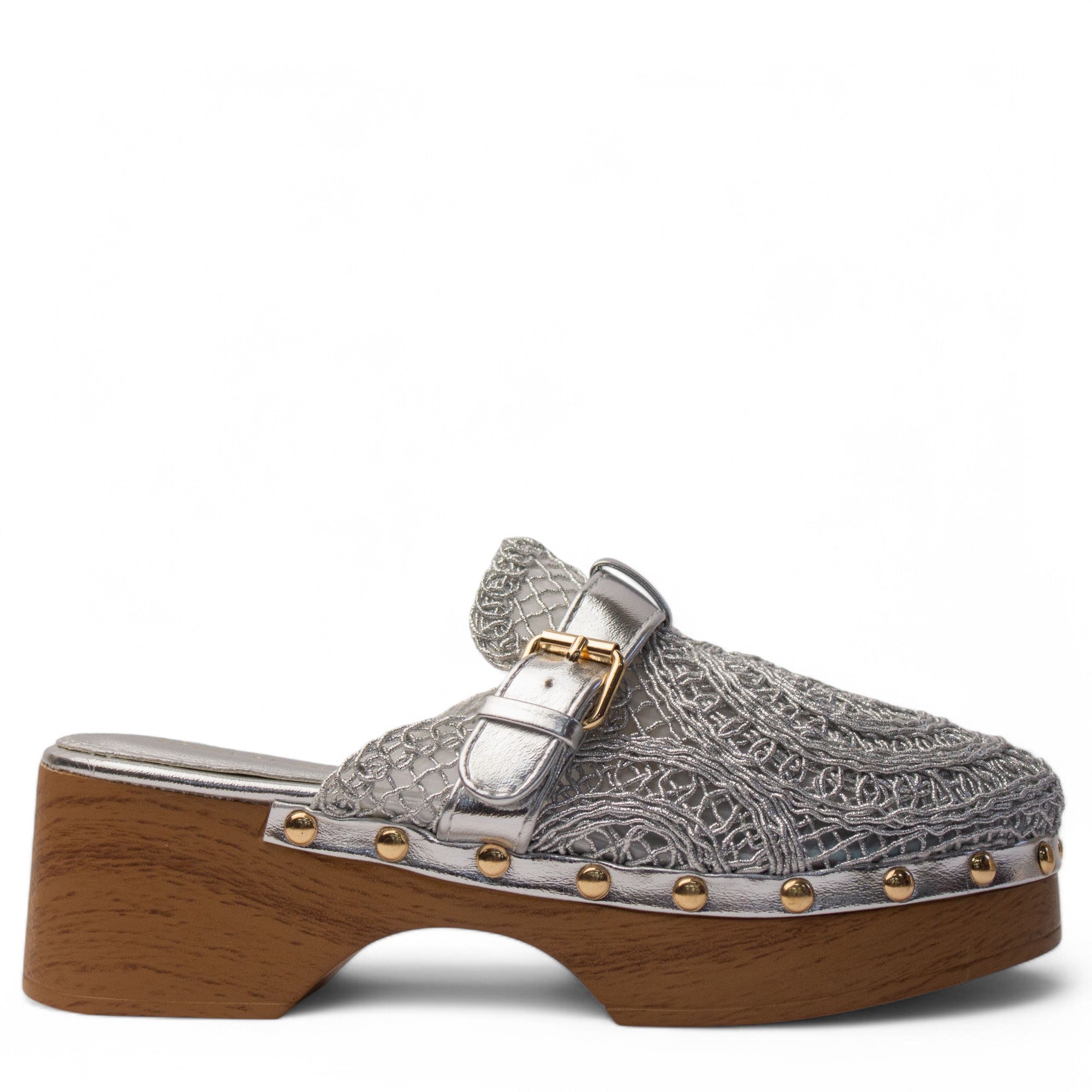 Europeon Union Women Silver Cloth Wedges #3932