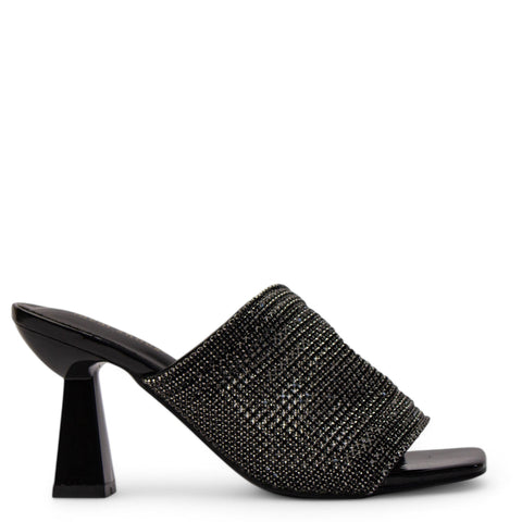 Europeon Union Women Black Glitter Heels #3942
