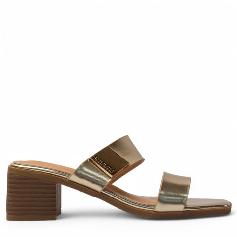 Europeon Union Women Gold Leather Heels #3952
