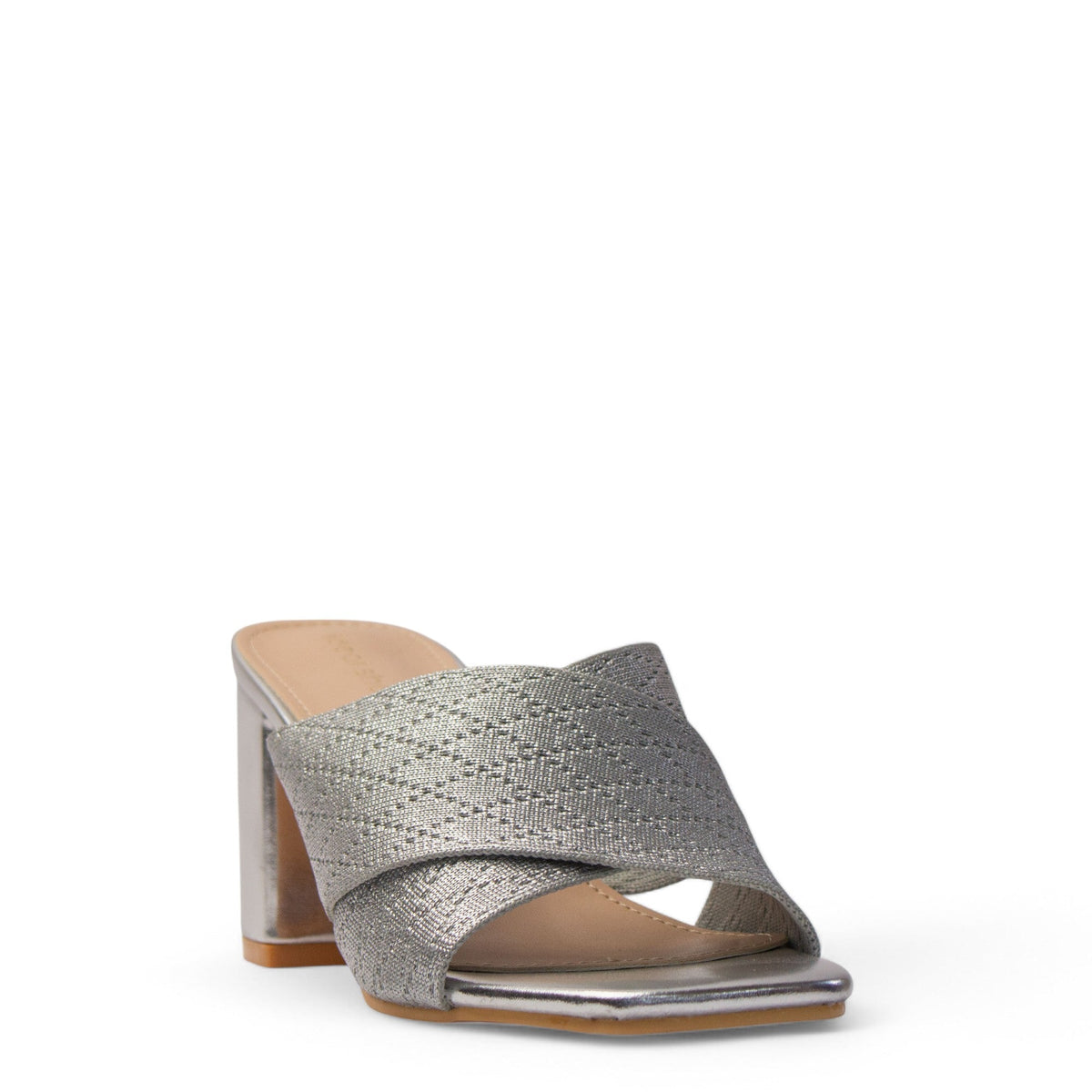 Europeon Union Women Silver Cloth Heels #3953