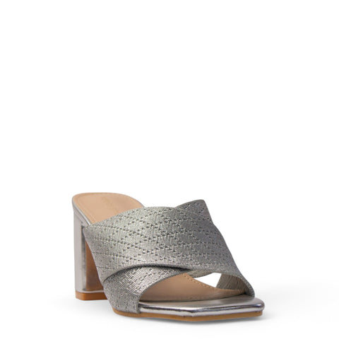 Europeon Union Women Silver Cloth Heels #3953