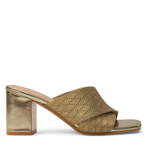 Europeon Union Women Gold Cloth Heels #3954