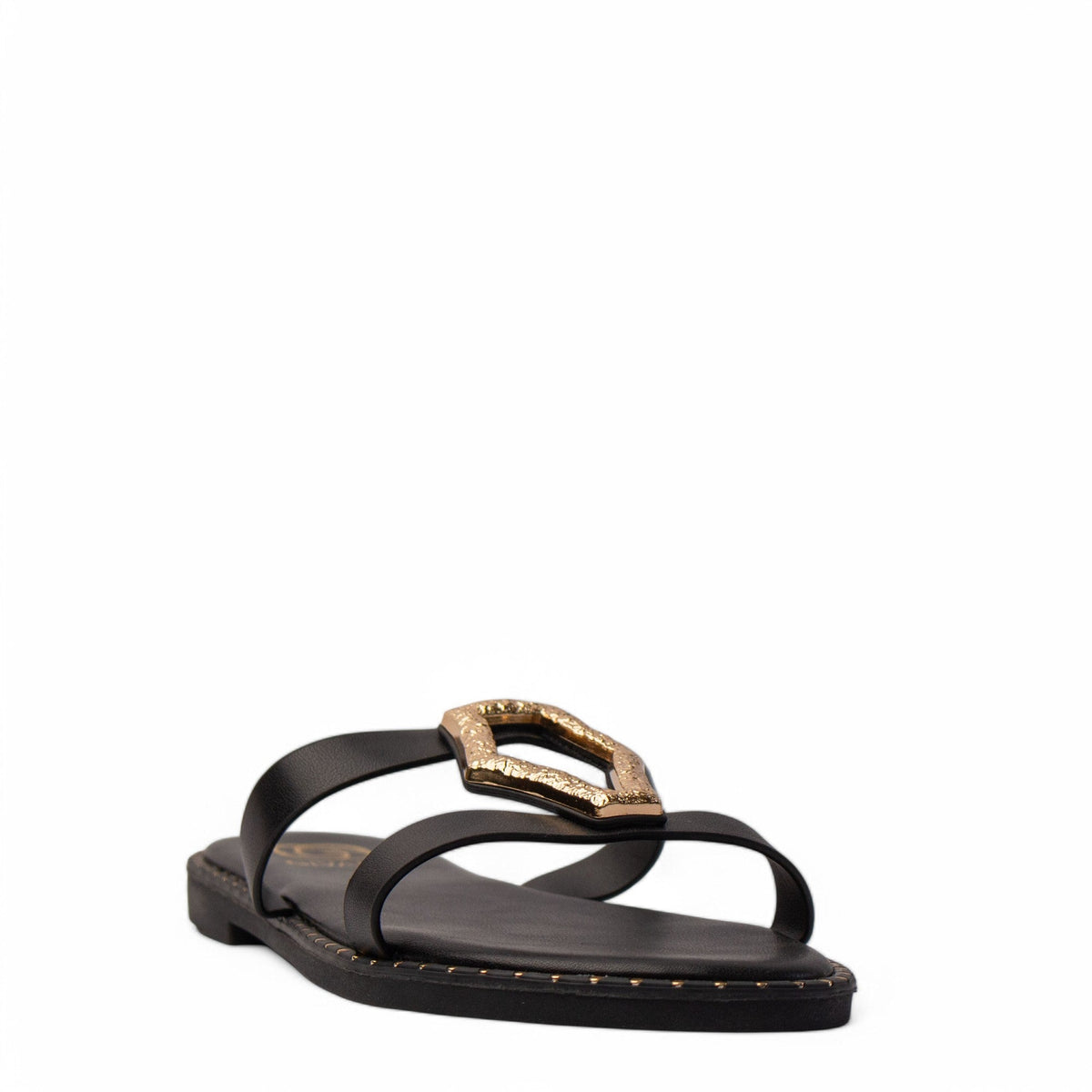 Europeon Union Women Black Leather Slipper #3958