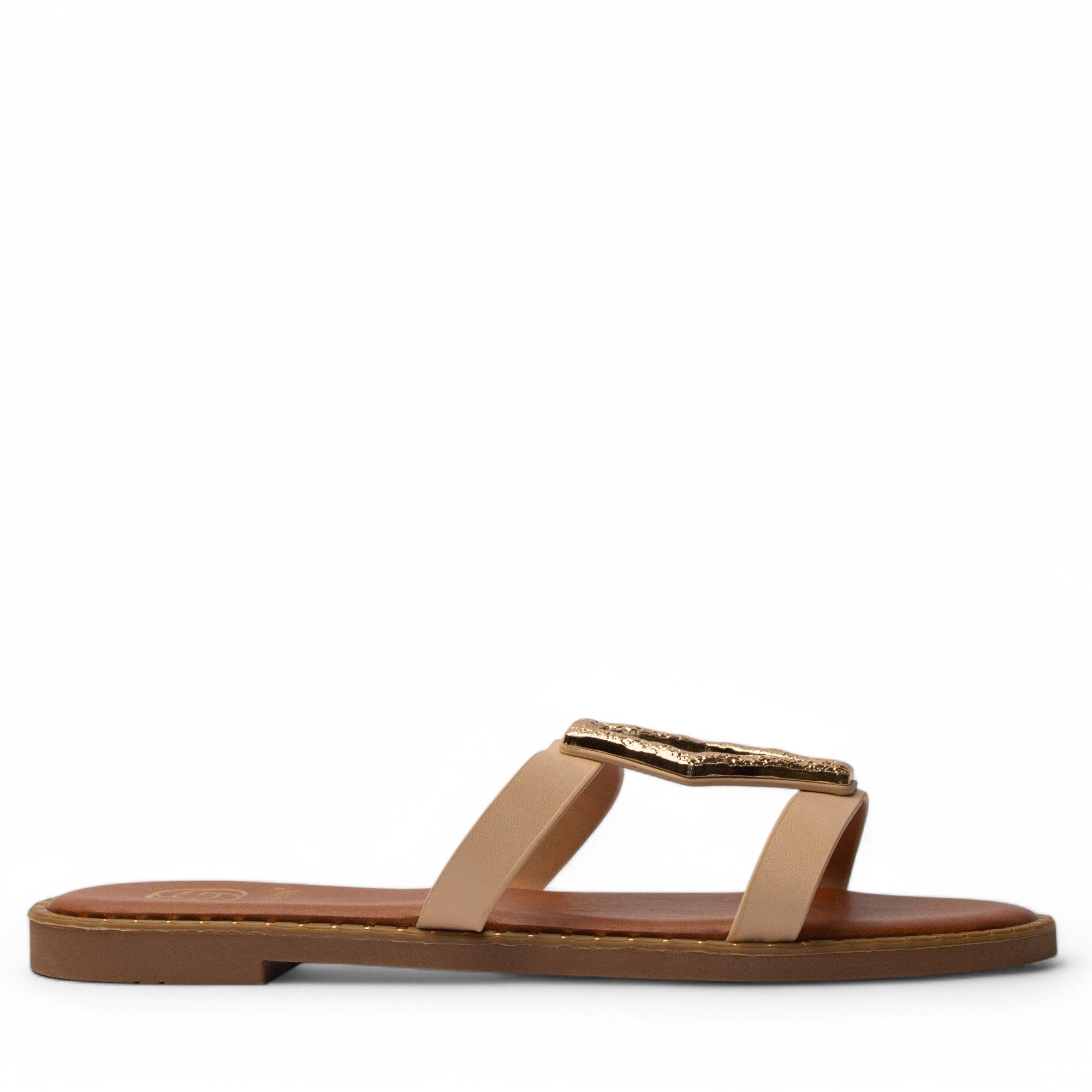 Europeon Union Women Beige Leather Slipper #3959