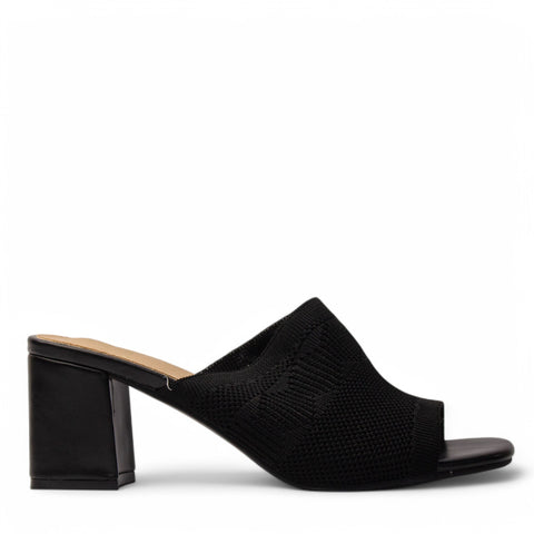 Europeon Union Women Black Cloth Heels #3966