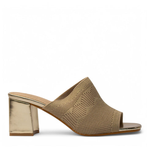 Europeon Union Women Gold Cloth Heels #3967