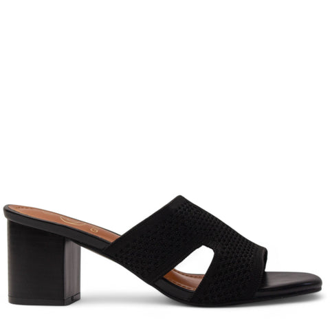 Europeon Union Women Black Cloth Heels #3971