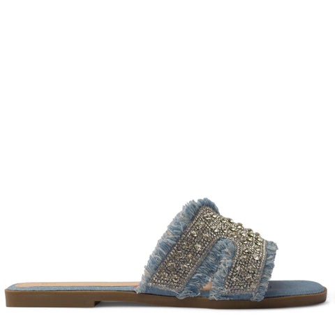 Europeon Union Women Light Blue Cloth Slipper #3973
