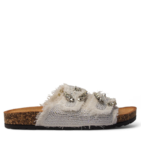 Europeon Union Women White Cloth Slipper #3977