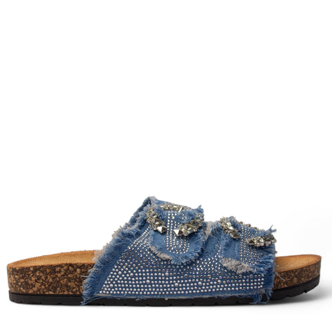 Europeon Union Women Blue Cloth Slipper #3979