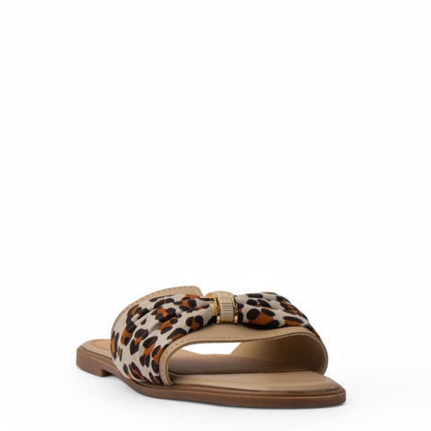Europeon Union Women Beige Leather Slipper #3985