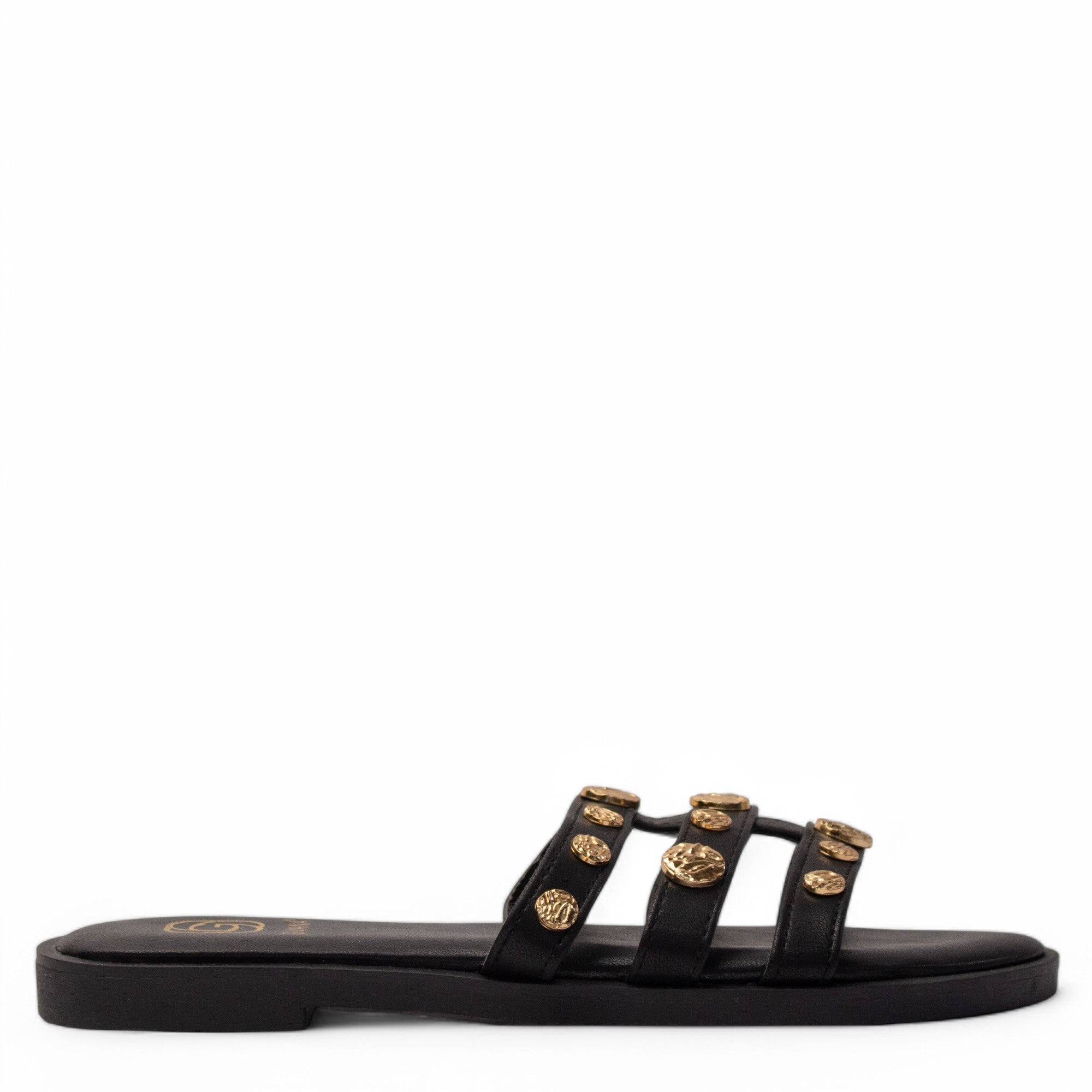 Europeon Union Women Black Leather Slipper #3994