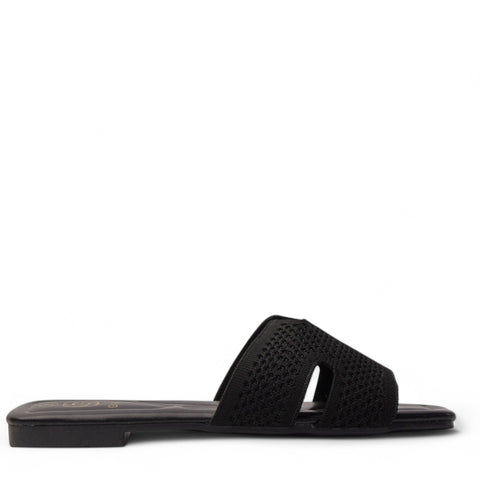 Europeon Union Women Black Cloth Slipper #3998