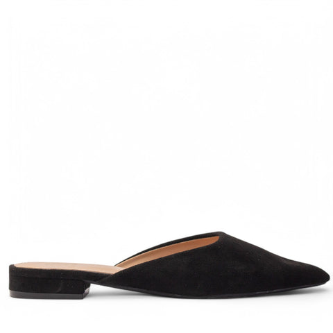 Europeon Union Women Black Chamois Mules #4001