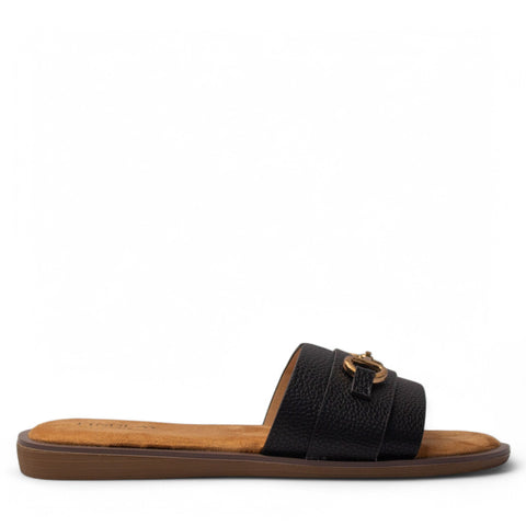 Europeon Union Women Black Leather Slipper #4007