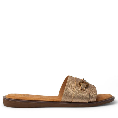 Europeon Union Women Gold Leather Slipper #4009
