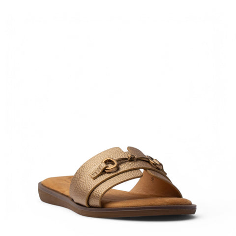 Europeon Union Women Gold Leather Slipper #4009
