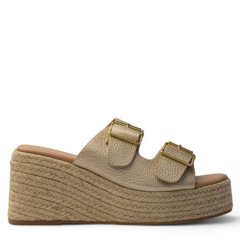 Europeon Union Women Gold Leather Wedges #4014
