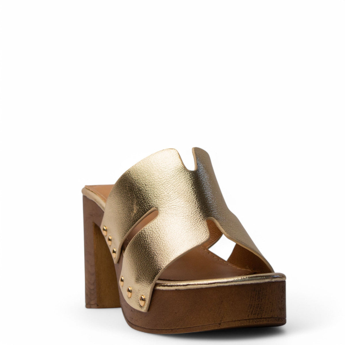 Europeon Union Women Gold Leather Wedges #4031