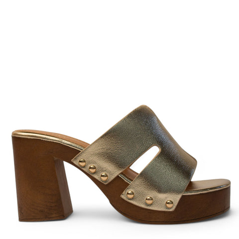 Europeon Union Women Gold Leather Wedges #4031