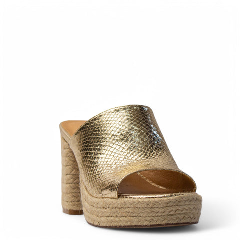 Europeon Union Women Gold Leather Wedges #4034