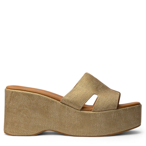 Europeon Union Women Gold Leather Wedges #4040