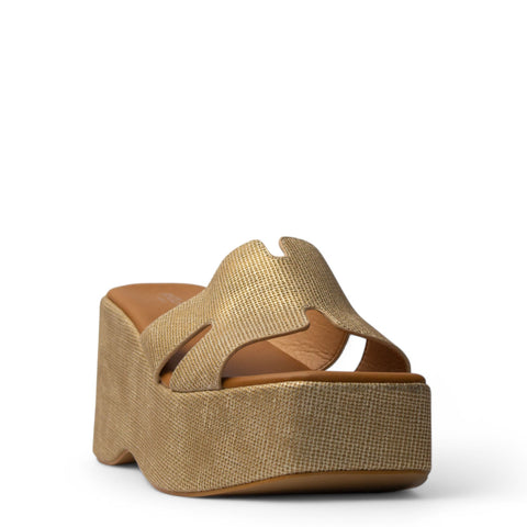 Europeon Union Women Gold Leather Wedges #4040