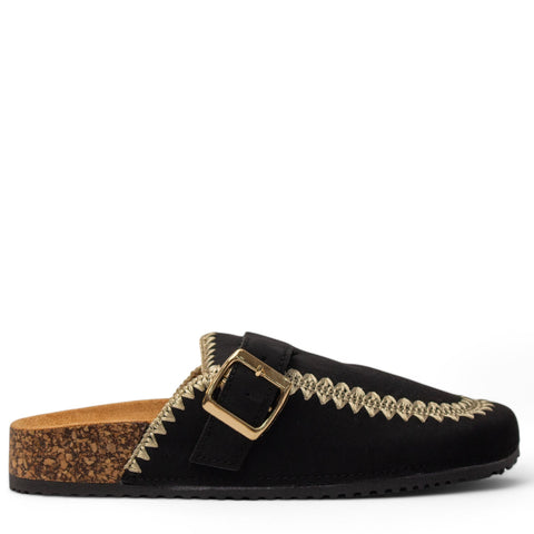 Europeon Union Women Black Chamois Slipper #4048