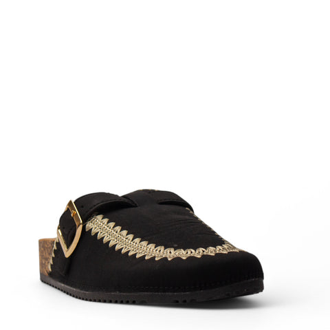 Europeon Union Women Black Chamois Slipper #4048