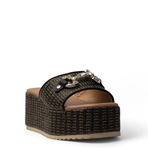 Europeon Union Women Black Magdool Wedges #4067
