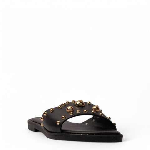 Europeon Union Women Black Leather Slipper #4083