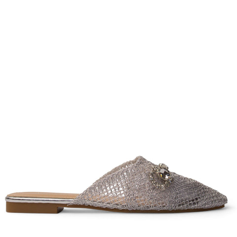 Europeon Union Women Silver Satin Mules #4104