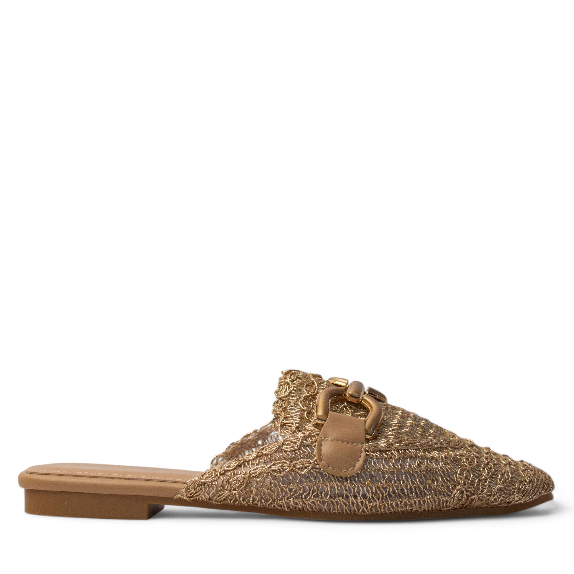 Europeon Union Women Gold Satin Mules #4107