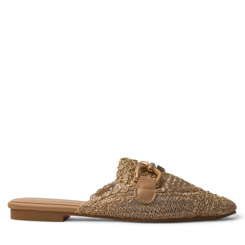 Europeon Union Women Gold Satin Mules #4107