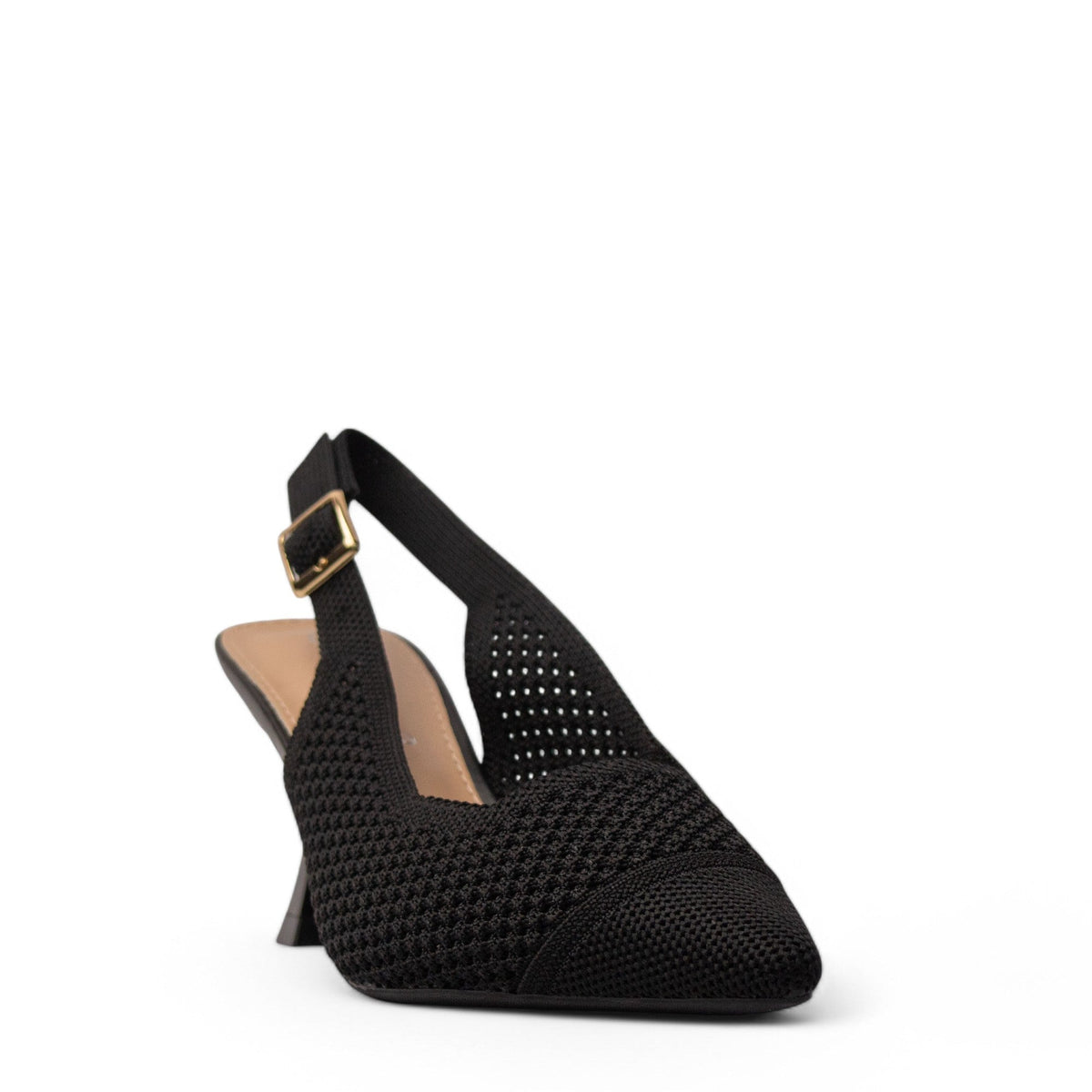 Europeon Union Women Black Cloth Heels #4110