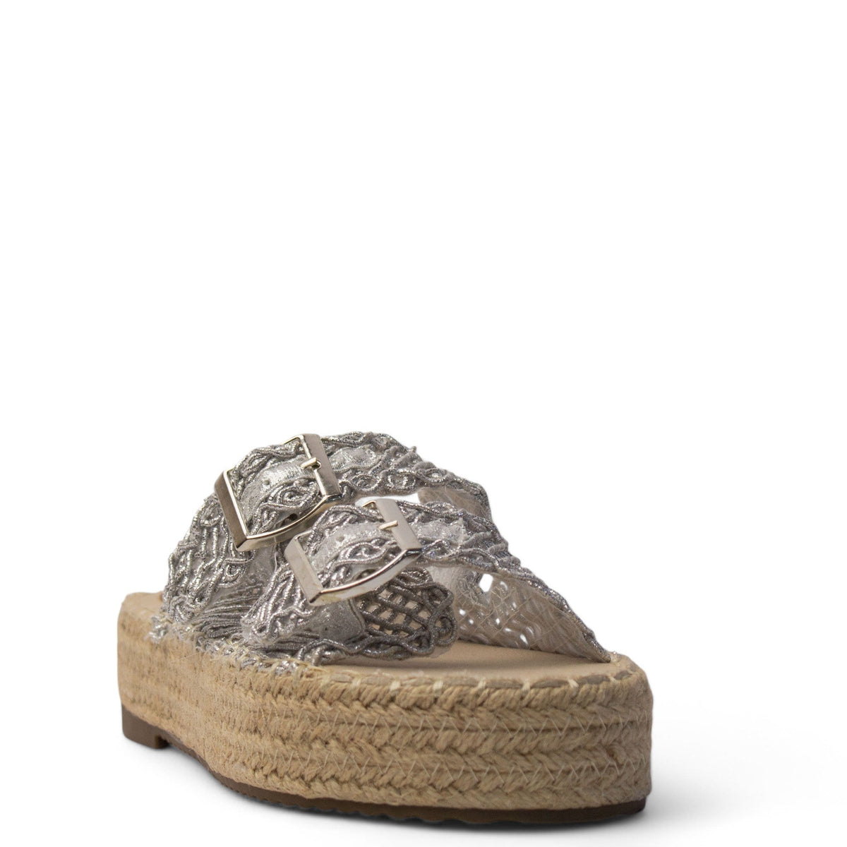 Europeon Union Women Silver Satin Slipper #4113