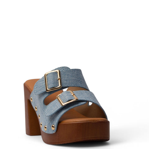 Europeon Union Women Light Blue Magdool Wedges #4116