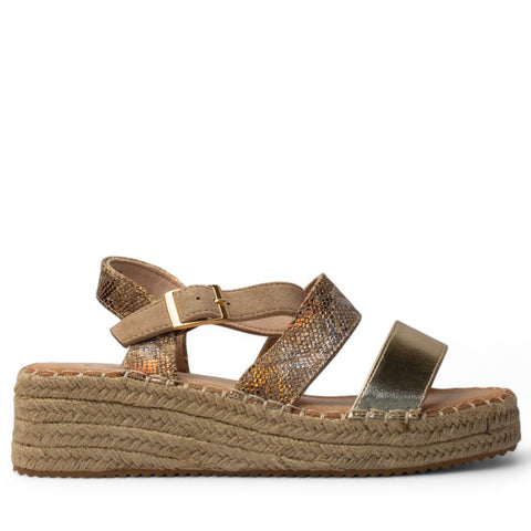 Europeon Union Women Gold Leather Sandal #4119