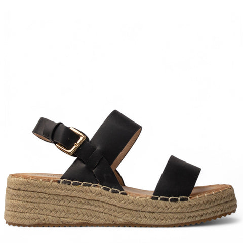 Europeon Union Women Black Leather Sandal #4125