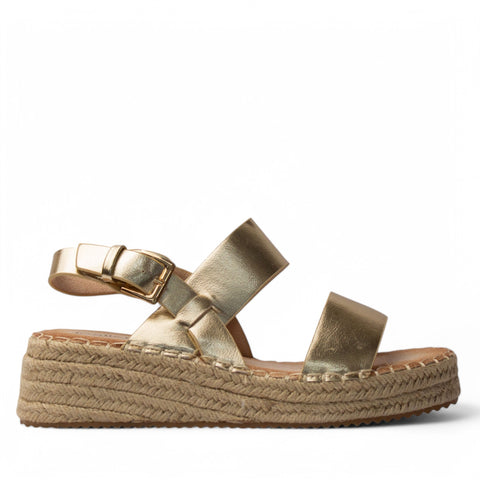 Europeon Union Women Gold Leather Sandal #4127