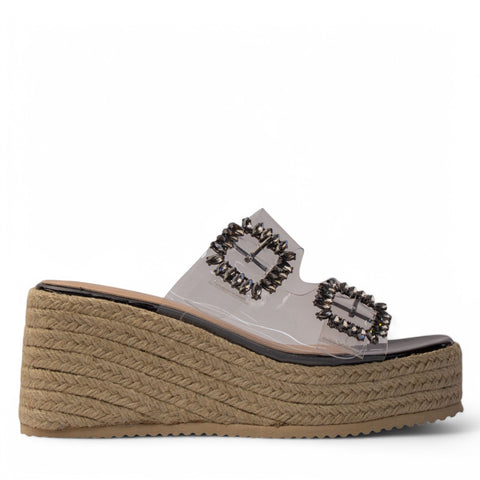 Europeon Union Women Black Plastic Wedges #4129