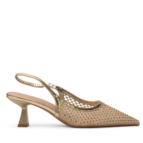Europeon Union Women Gold Satin Heels #4136